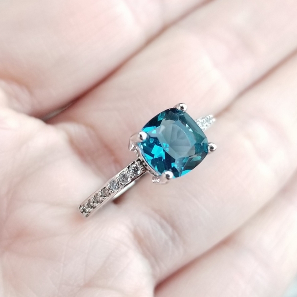 💎NEW💎 SILVER PEACOCK BLUE SAPPHIRE RING - Picture 10 of 13